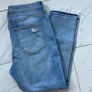 Gap denim cigarette high rise straight cropped distressed jeans